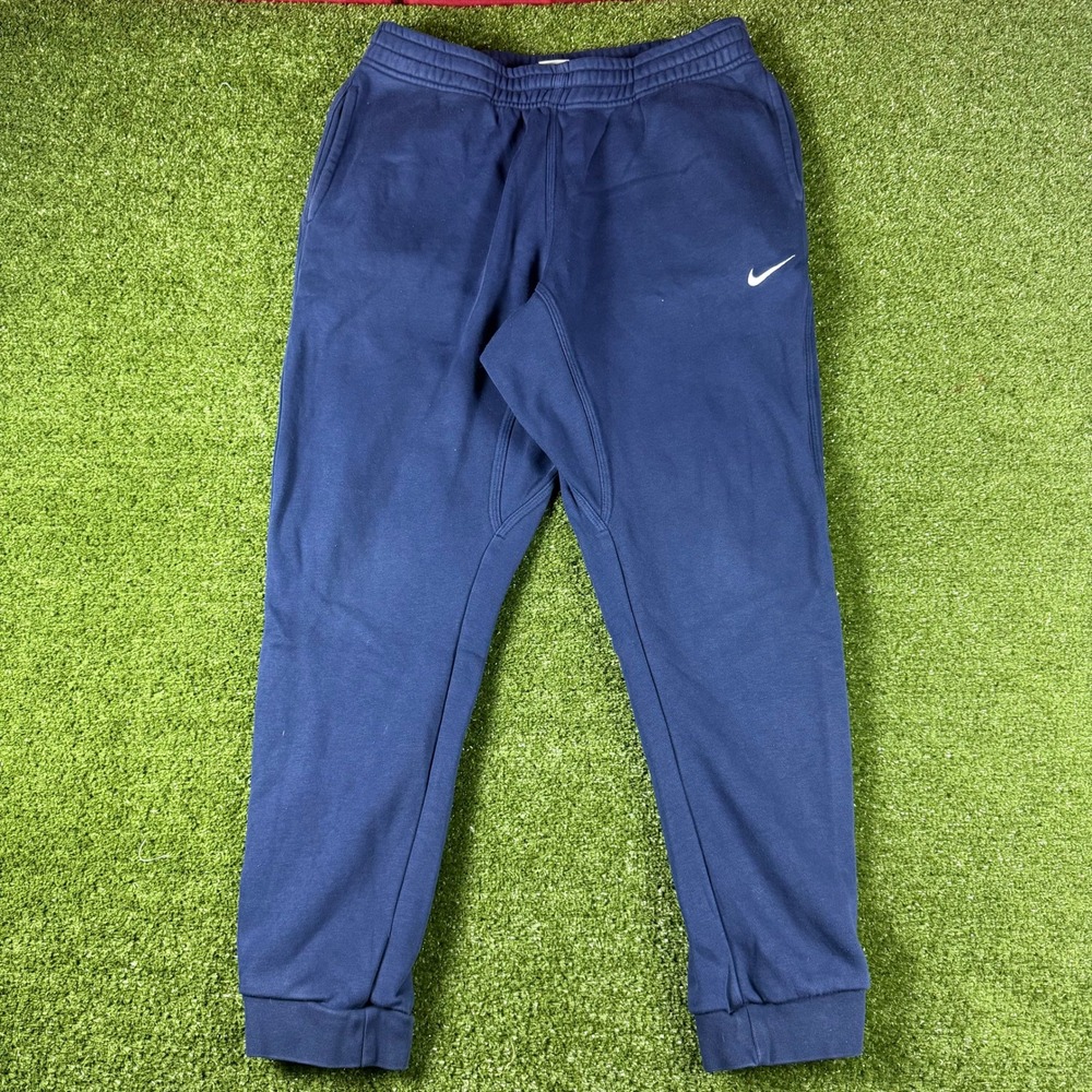 Nike Mens Fleece Joggers Navy Blue Tapered‎ Sweatpants XL Embroidered Swoosh